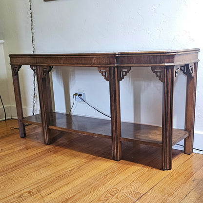 Chippendale-style two-tier console table by Lane