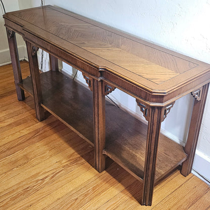 Chippendale-style two-tier console table by Lane