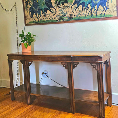 Chippendale-style two-tier console table by Lane