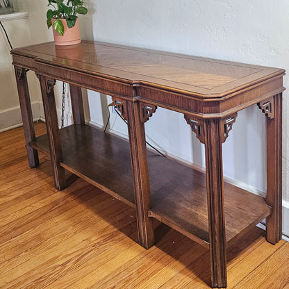 Chippendale-style two-tier console table by Lane