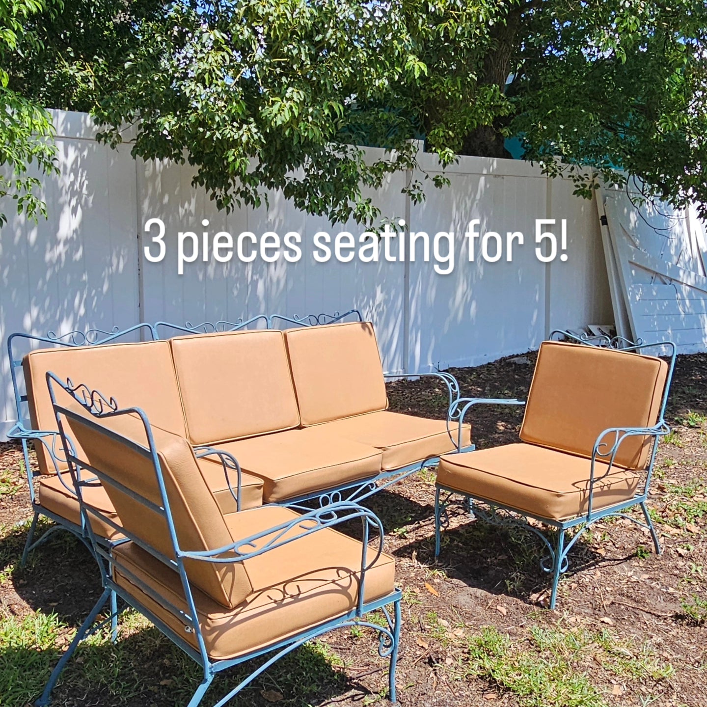 Mid Century Woodard or Santerini style 3 piece patio set