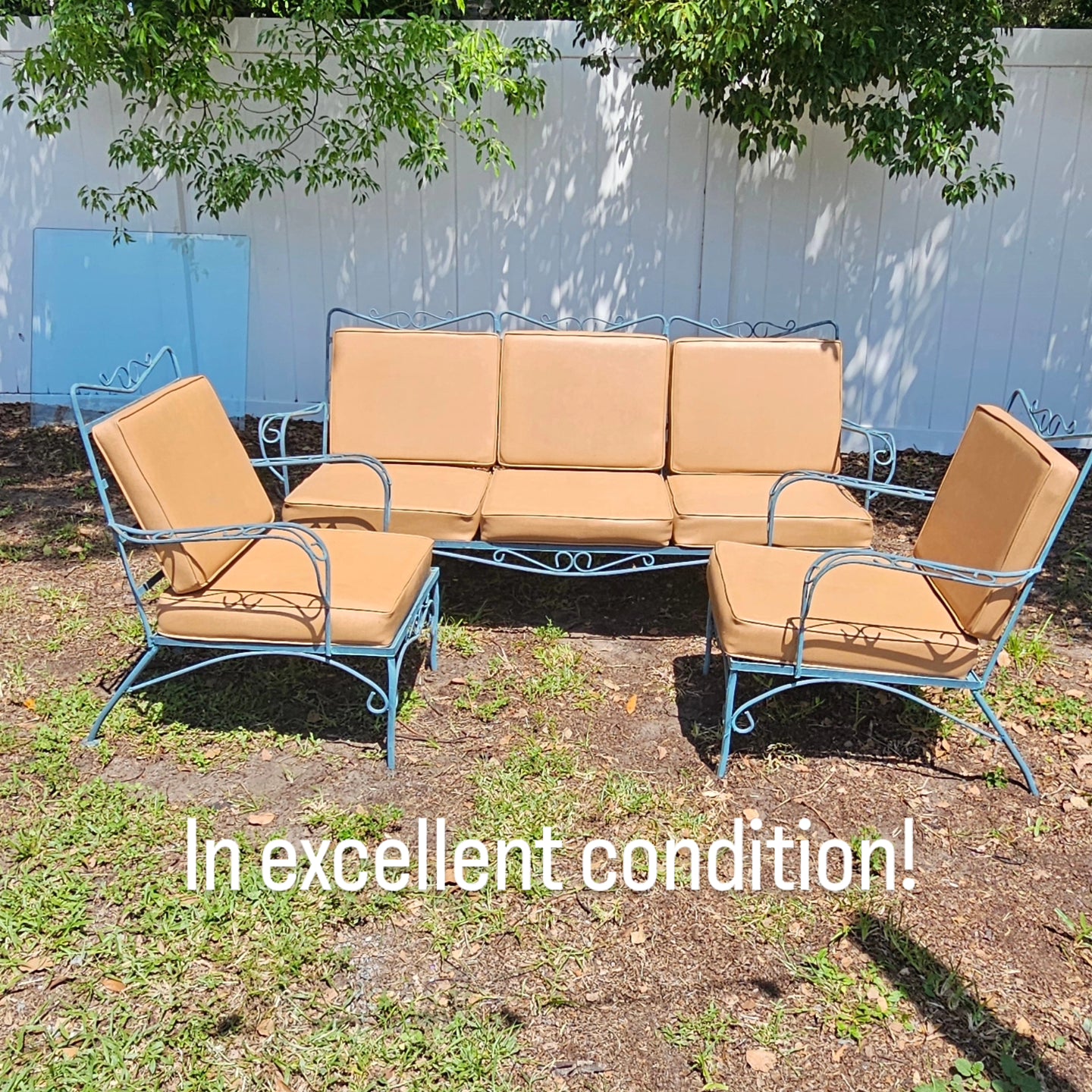 Mid Century Woodard or Santerini style 3 piece patio set