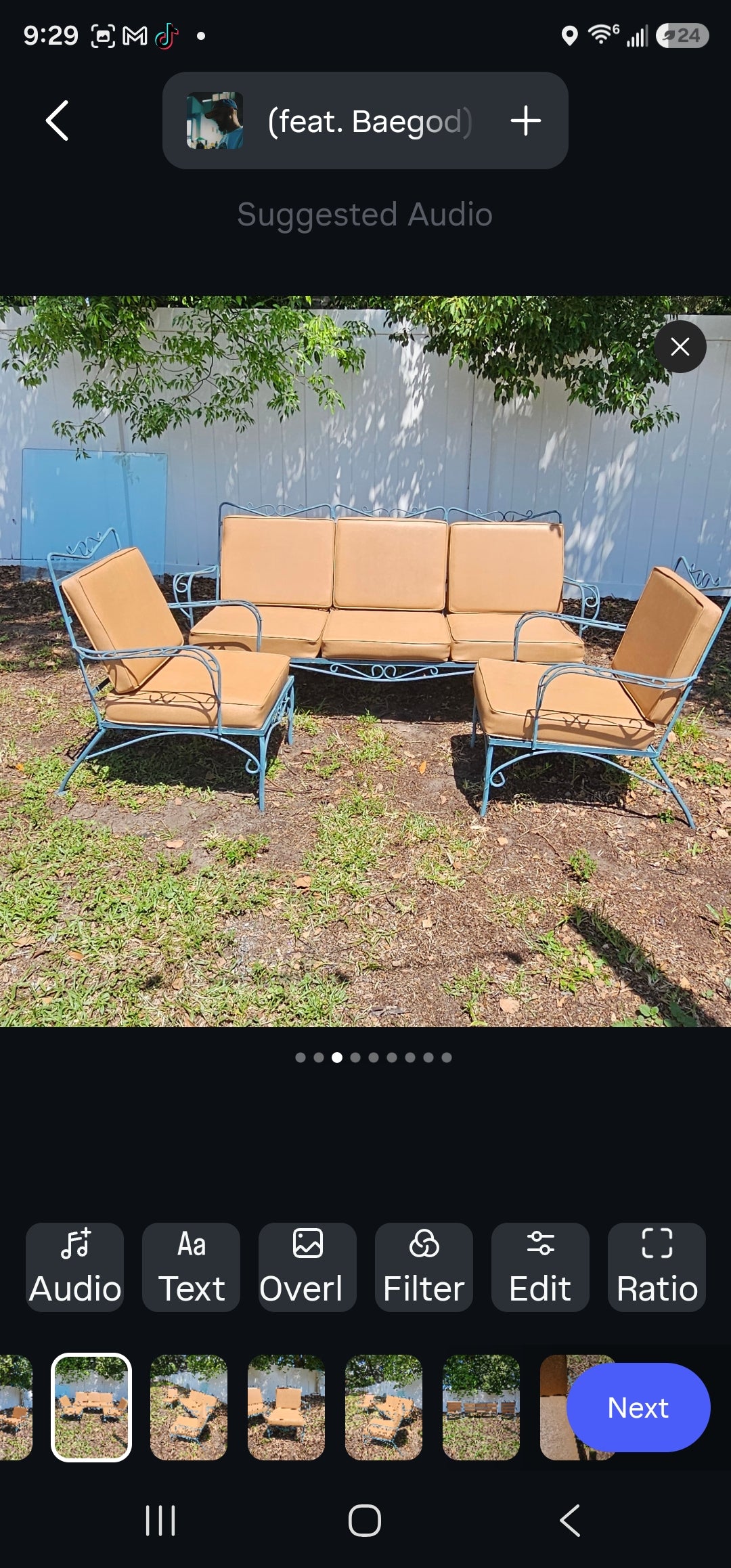 Mid Century Woodard or Santerini style 3 piece patio set