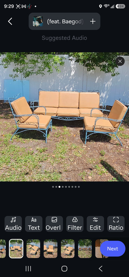 Mid Century Woodard or Santerini style 3 piece patio set
