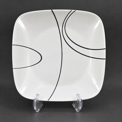 Corelle "Simple Lines" White Black Dinner Plates (7)