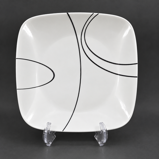 Corelle "Simple Lines" White Black Dinner Plates (7)