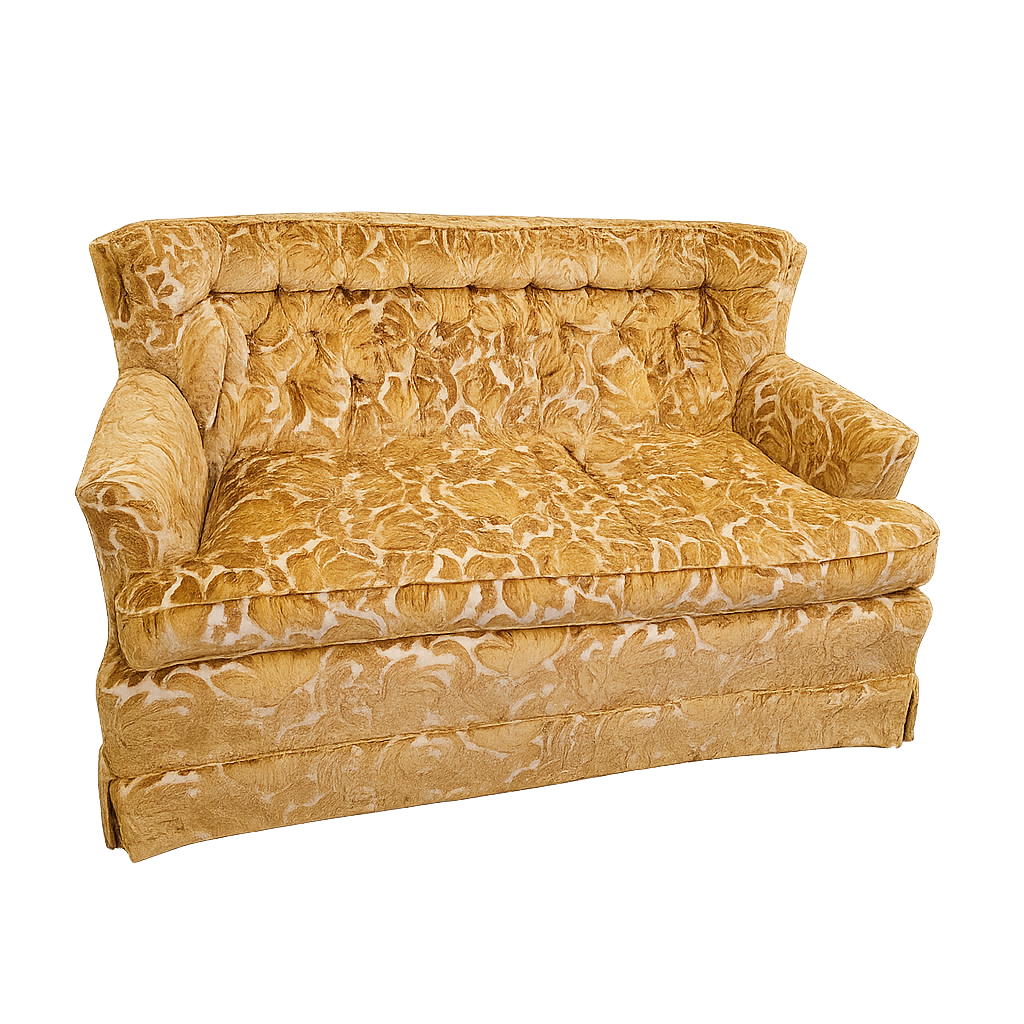Vintage Hollywood Regency Velvet Loveseat