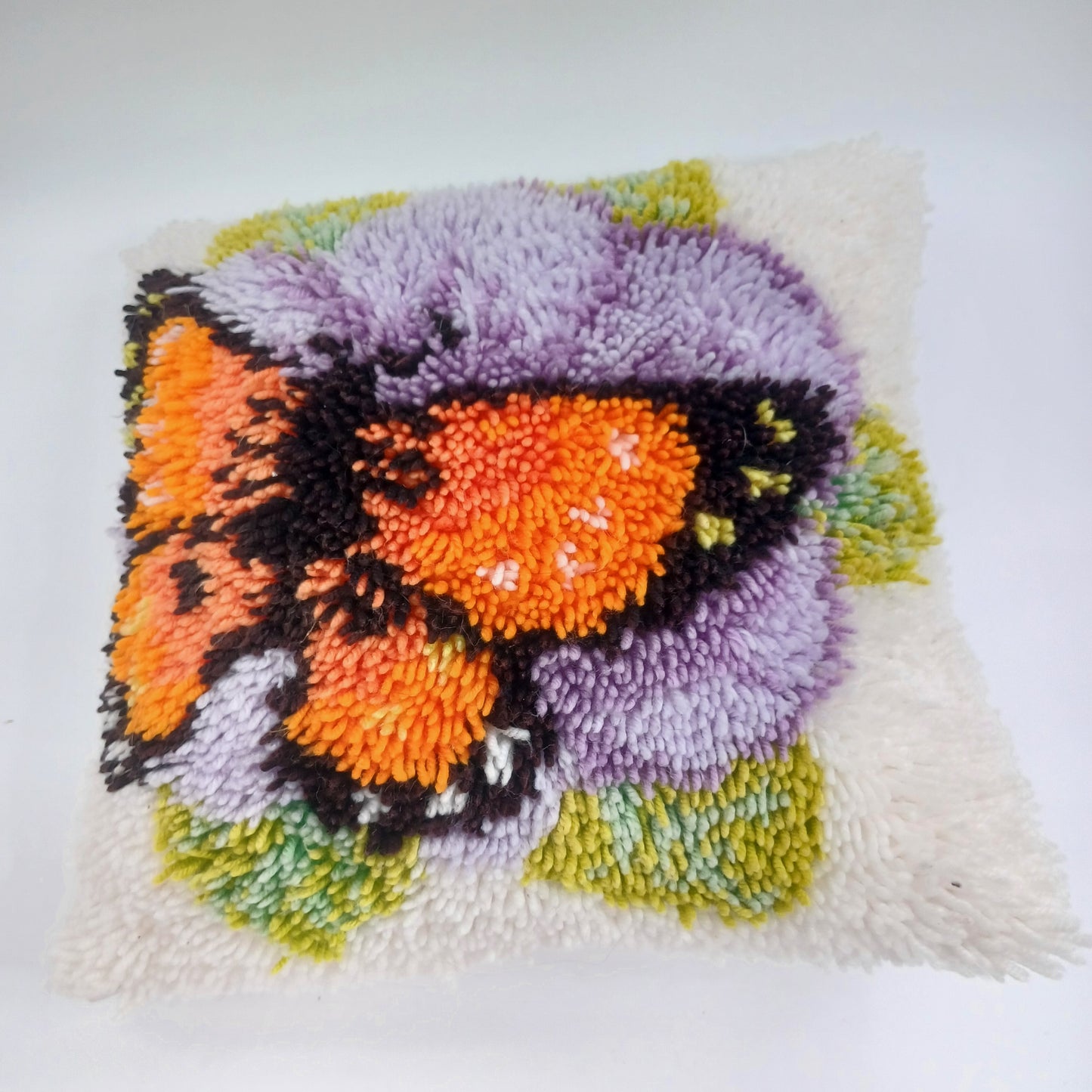 Hand-crafted Latchhook Butterfly Pillow