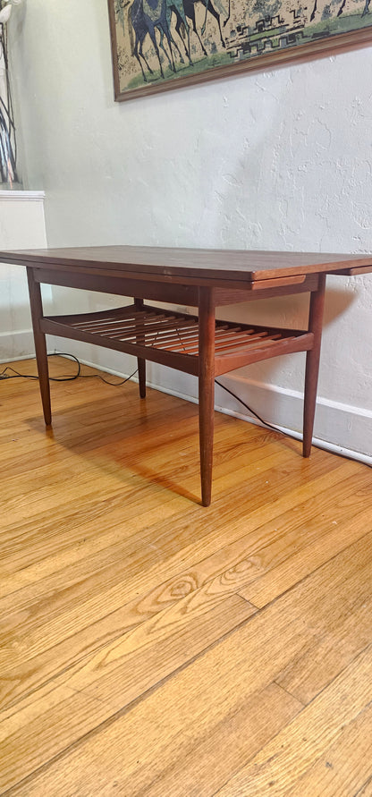 Rare Vintage Mid-Century Scandinavian Teak Expandable Cocktail & Entertainment Table