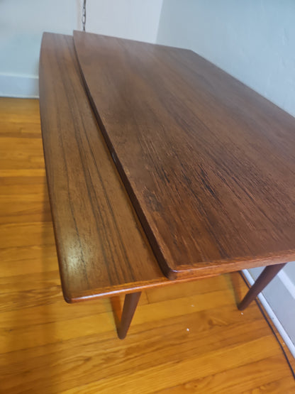 Rare Vintage Mid-Century Scandinavian Teak Expandable Cocktail & Entertainment Table