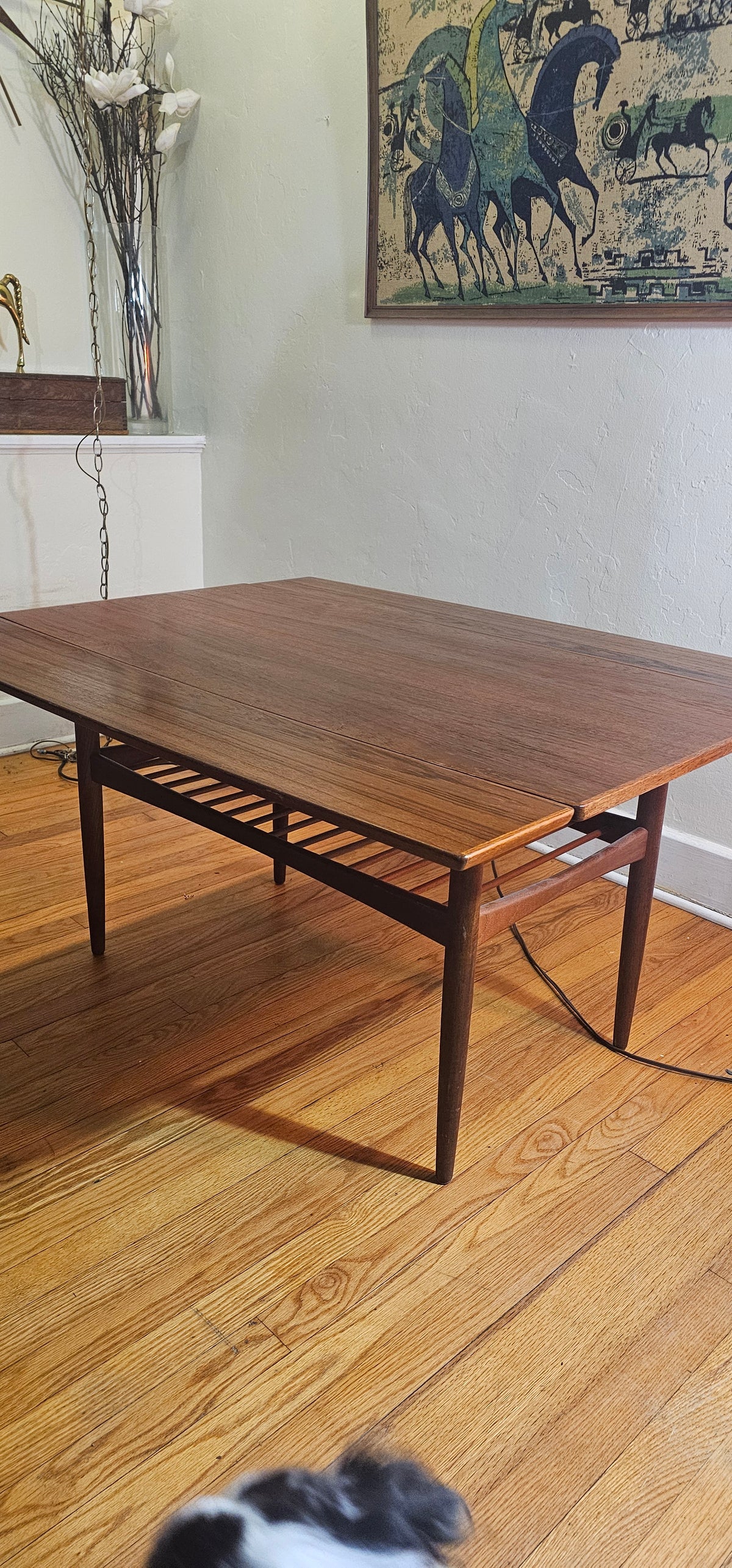 Rare Vintage Mid-Century Scandinavian Teak Expandable Cocktail & Entertainment Table