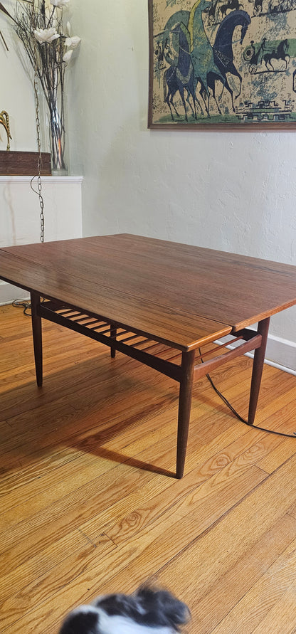 Rare Vintage Mid-Century Scandinavian Teak Expandable Cocktail & Entertainment Table