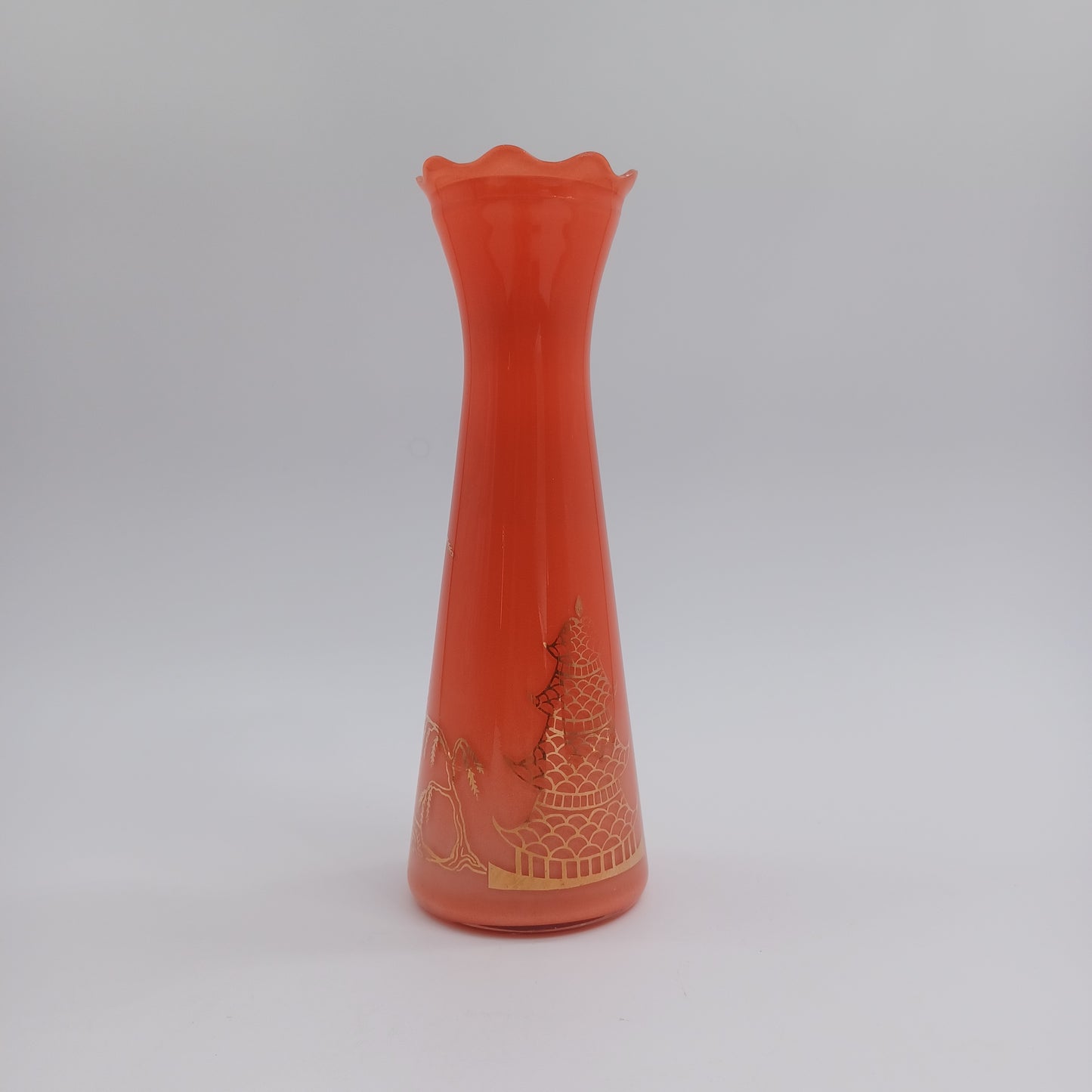 Vintage Hand Painted Glass Vase Asian