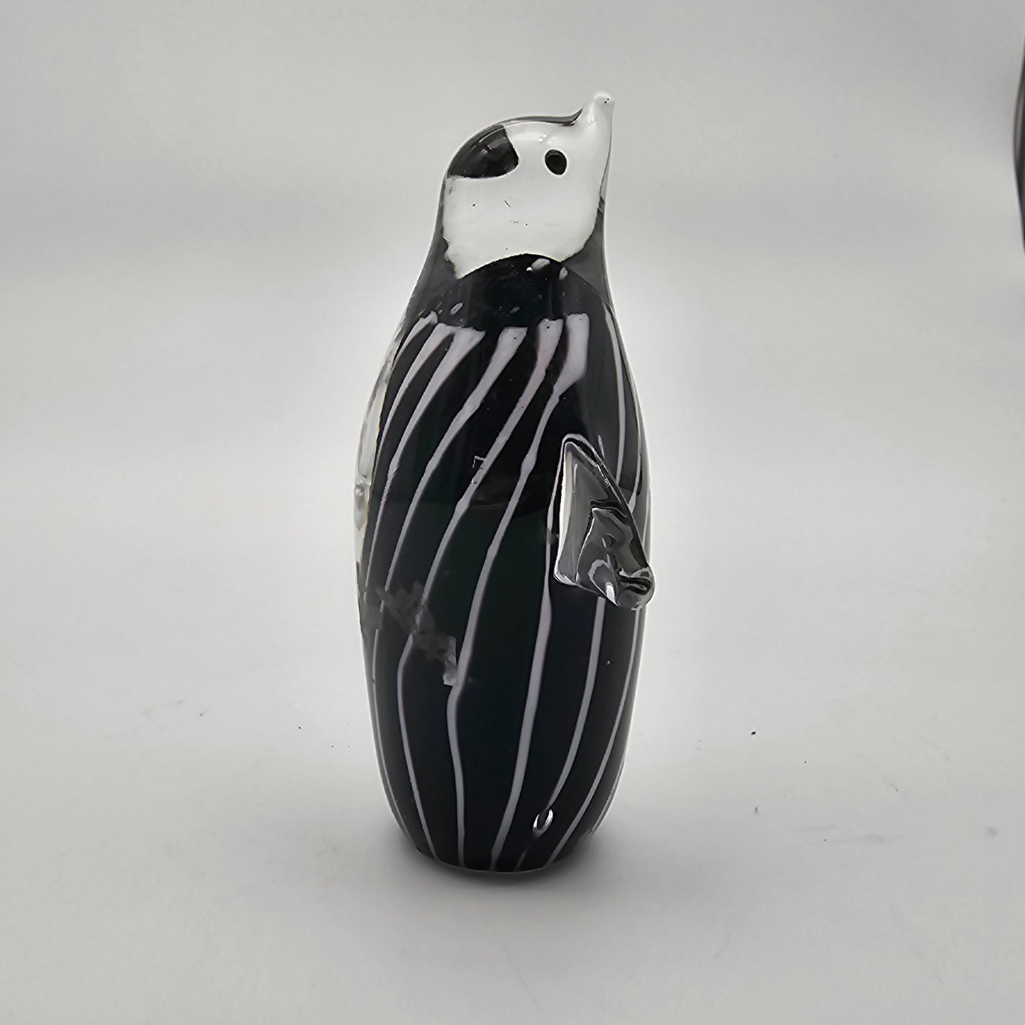 Vintage Murano style black and white penguin and fish paperweights