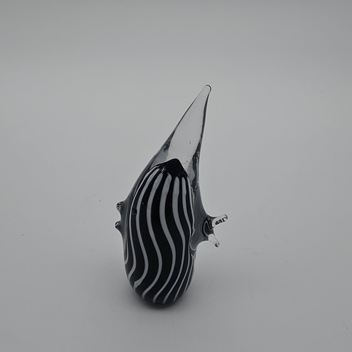 Vintage Murano style black and white penguin and fish paperweights