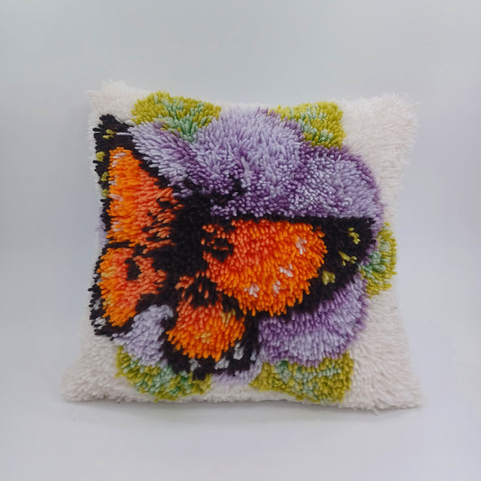 Hand-crafted Latchhook Butterfly Pillow