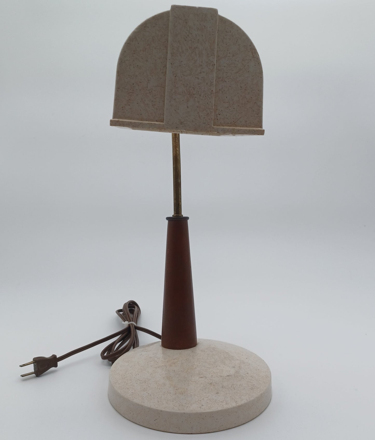Mid Century Modern Teak & Plastic Bankers Lamp