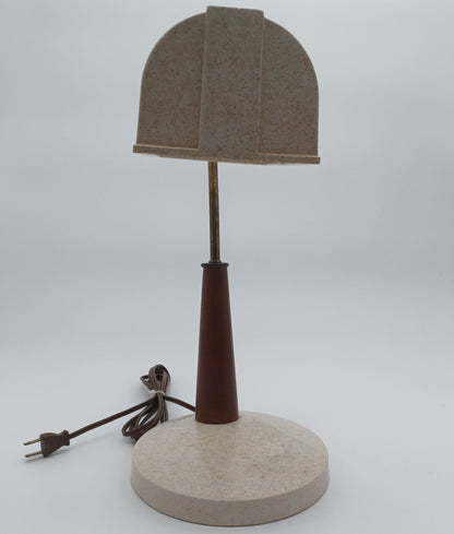 Mid Century Modern Teak & Plastic Bankers Lamp