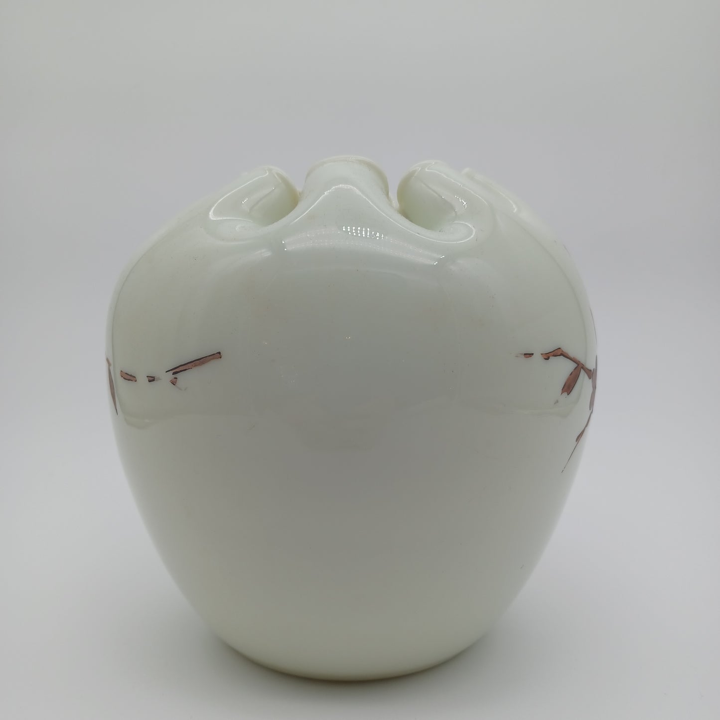 Vintage Satin Glass Hand Blown and Hand Painted Vase