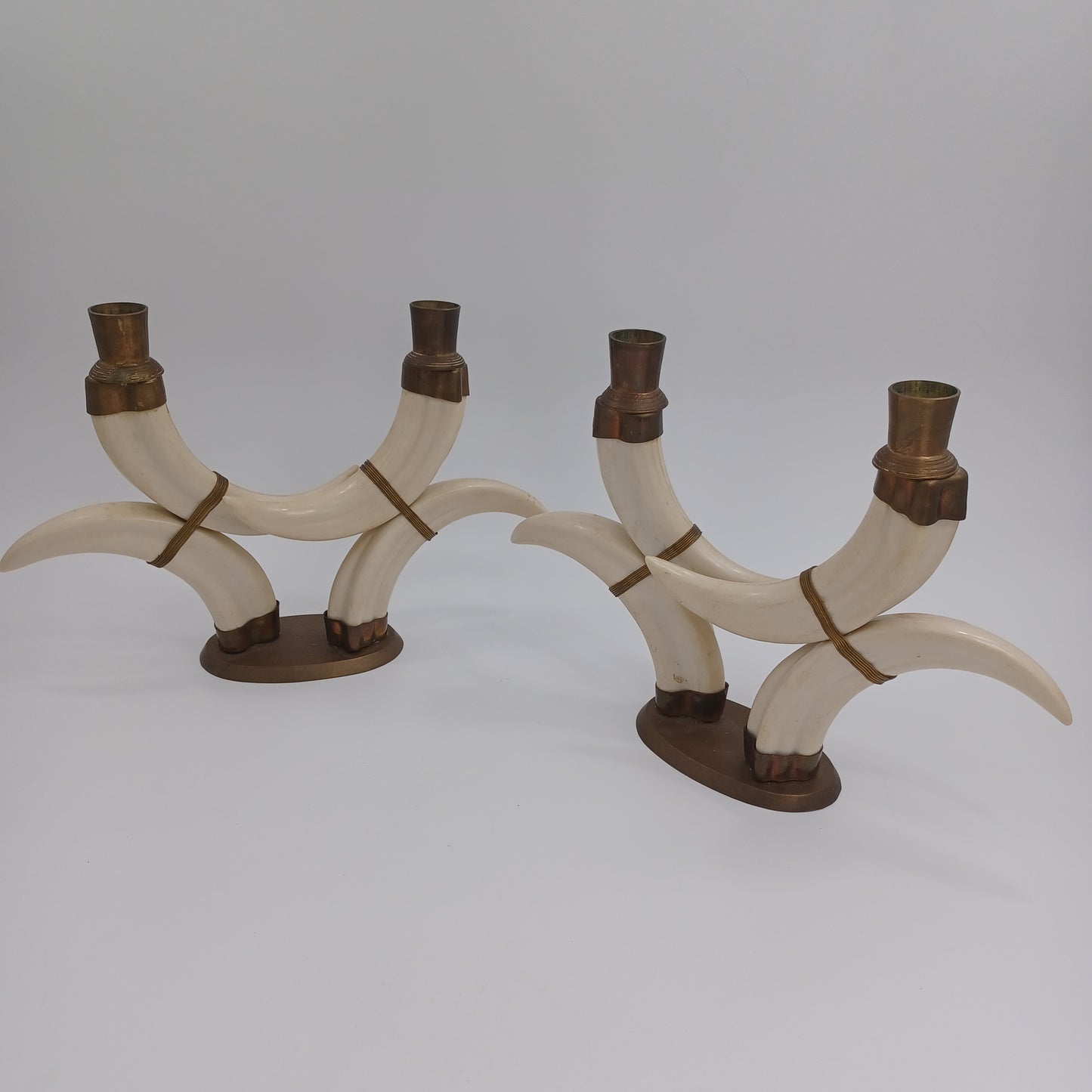 Vintage Faux Tusk Candelabras Candle holders