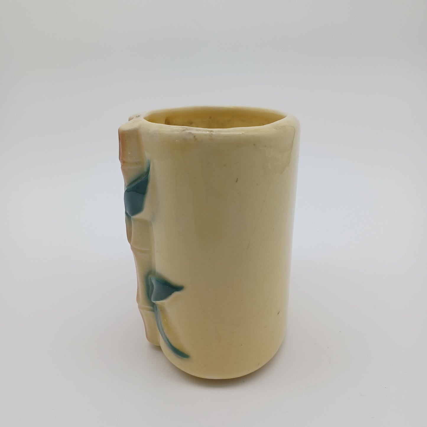 Vintage Royal Copley Yellow Bamboo Glazed Pottery Planter
