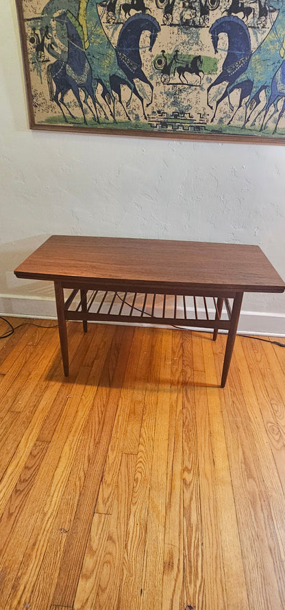 Rare Vintage Mid-Century Scandinavian Teak Expandable Cocktail & Entertainment Table