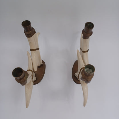 Vintage Faux Tusk Candelabras Candle holders