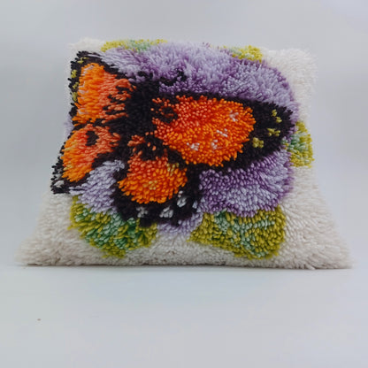 Hand-crafted Latchhook Butterfly Pillow