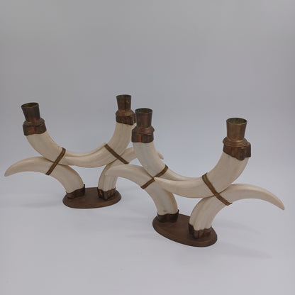 Vintage Faux Tusk Candelabras Candle holders