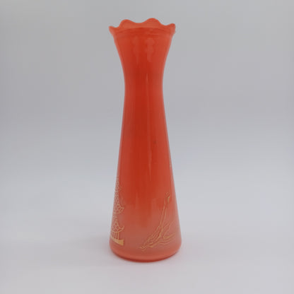 Vintage Hand Painted Glass Vase Asian