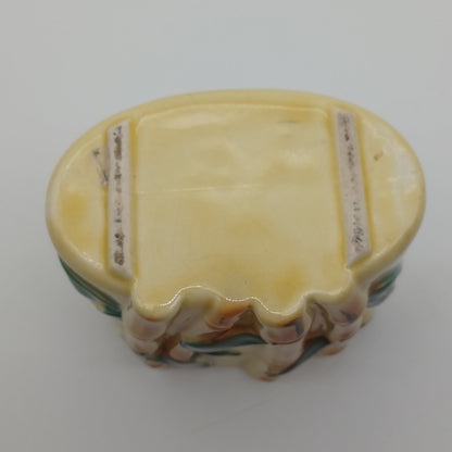 Vintage Royal Copley Yellow Bamboo Glazed Pottery Planter