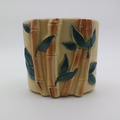 Vintage Royal Copley Yellow Bamboo Glazed Pottery Planter
