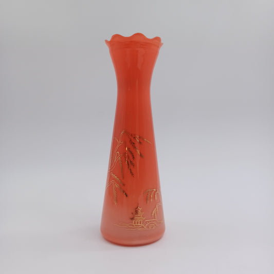 Vintage Hand Painted Glass Vase Asian