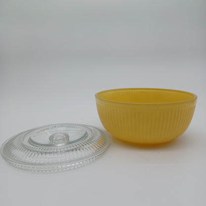 Yellow Ribbed Pyrex Refrigerator Dish