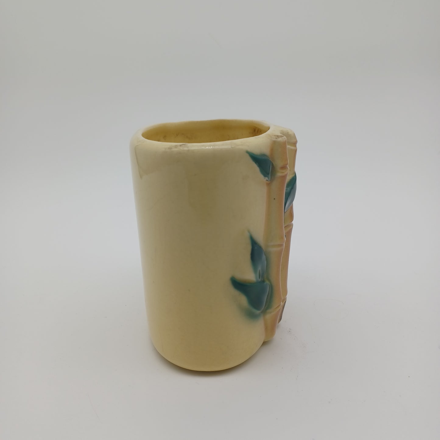 Vintage Royal Copley Yellow Bamboo Glazed Pottery Planter