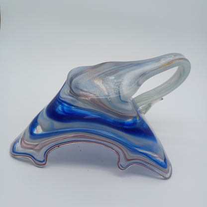 Vintage Handmade Art Glass Swan Bowl